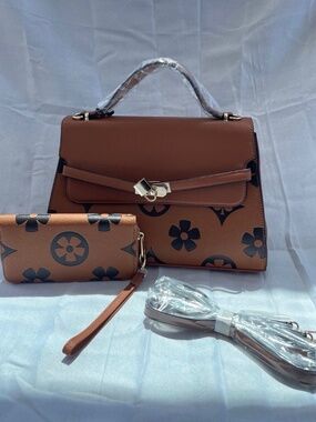 Brown with Black Flowers purse
